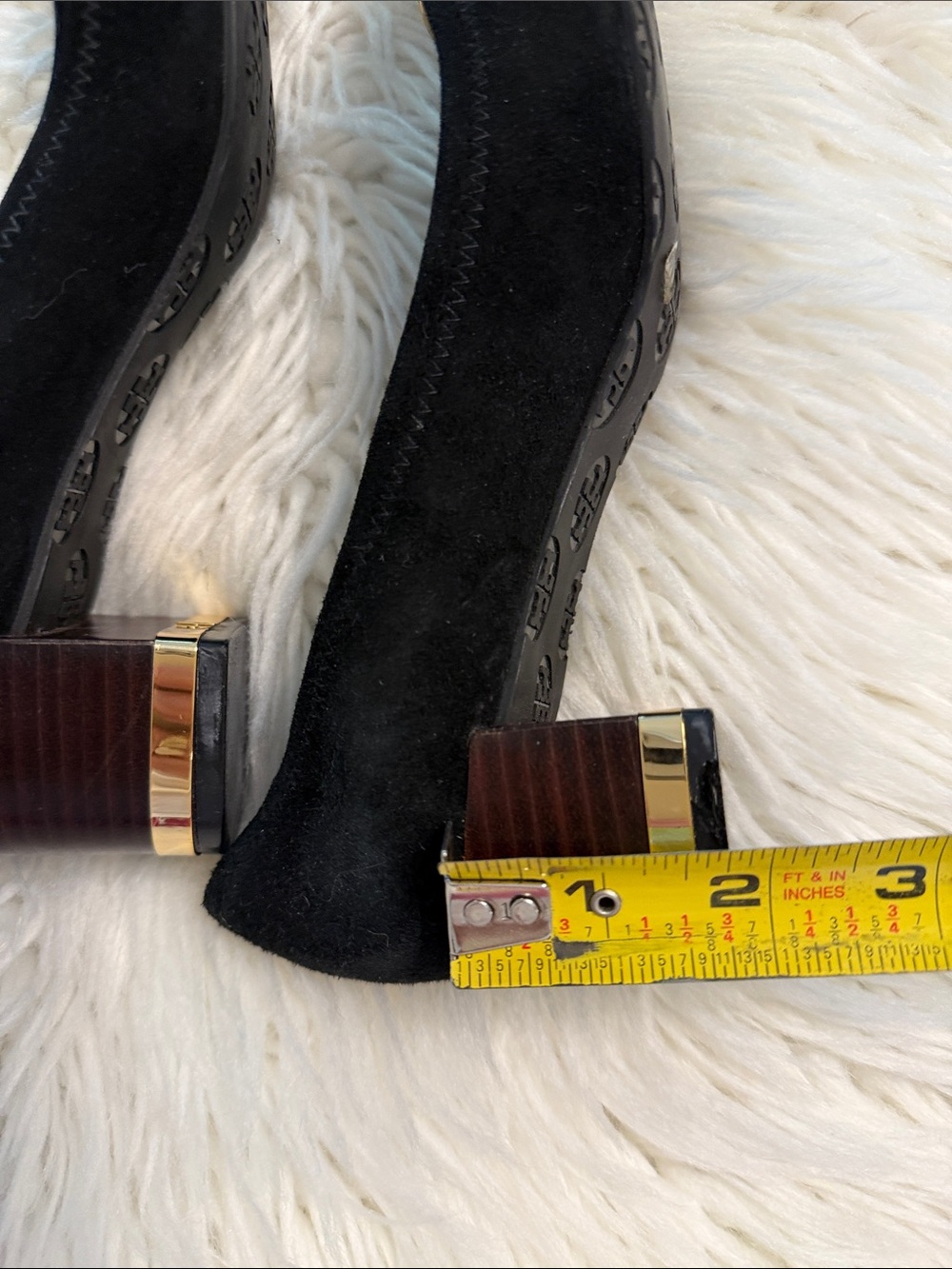 Tory Burch Black Suede Flats with Gold Logo Medallion size 7.5 fair condition - Picture 7 of 10
